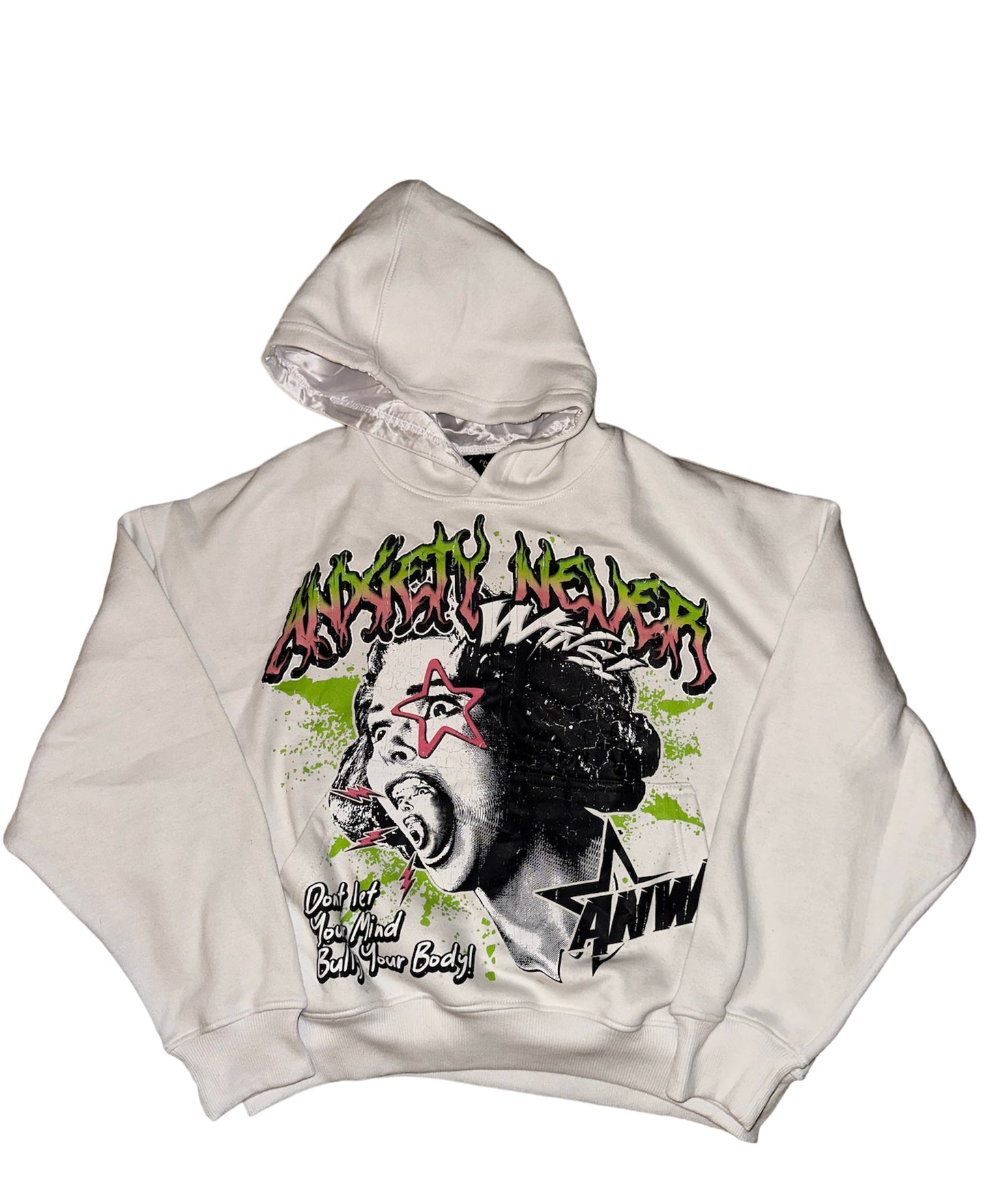 ANW 'White" Hoodie w/ Satin Hood